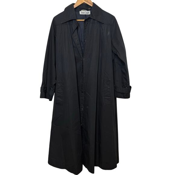Vintage Black Bonwit Teller Size 14 Made in Hong Kong AquaTogs Trench Coat Rain - Picture 1 of 9